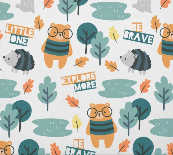 Be Brave Little Critters Design Fabric Closeup