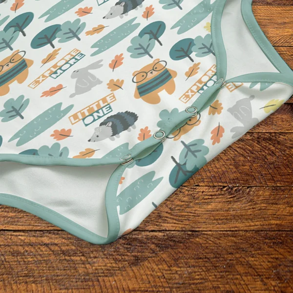 Be Brave Little Critters Onesie Snaps Closeup Mockup V1