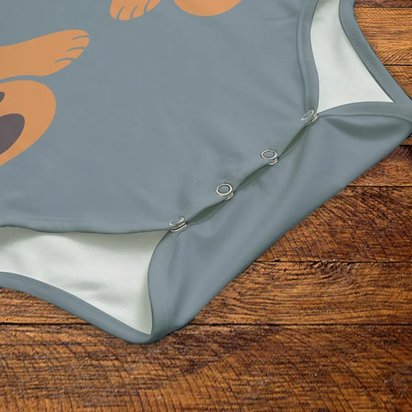 Fox Blue Onesie Snaps Closeup Mockup V1