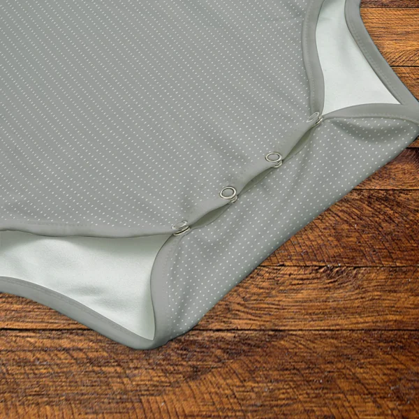 Gray Onesie Snaps Closeup Mockup V1