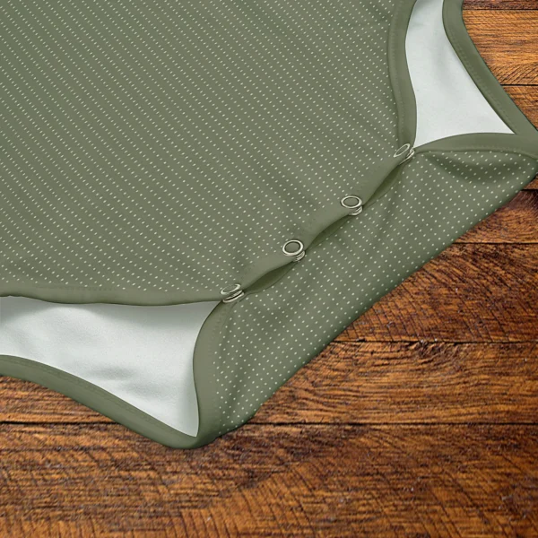 Green Onesie Snaps Closeup Mockup V1