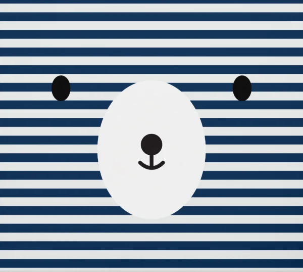 Polar Bear Stripes Fabric Closeup