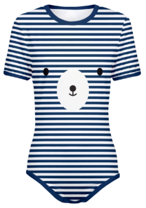 Polar Bear Stripes ABDL Onesie - White and Navy Stripes