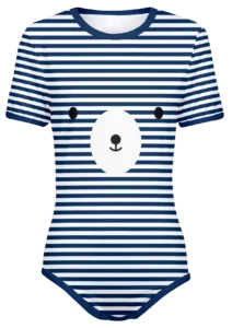 Polar Bear Stripes ABDL Onesie - White and Navy Stripes