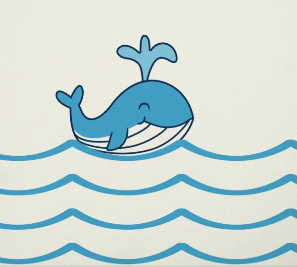 Whale and Waves Fabric Closeup
