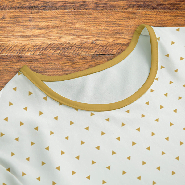 Gold Triangles Gold and White Onesie Closeup Mockup V1