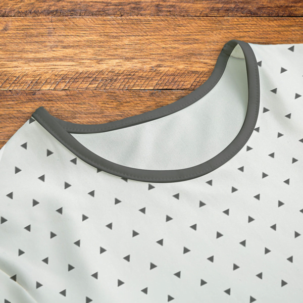 Gray Triangles Gray and White Onesie Closeup