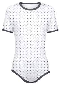 Adult Snap-Crotch Bodysuit Undershirt Onesie on White with Gray Triangles Pattern