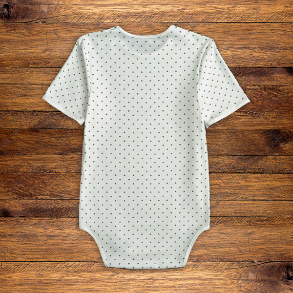 Green Triangles White Onesie Back Mockup
