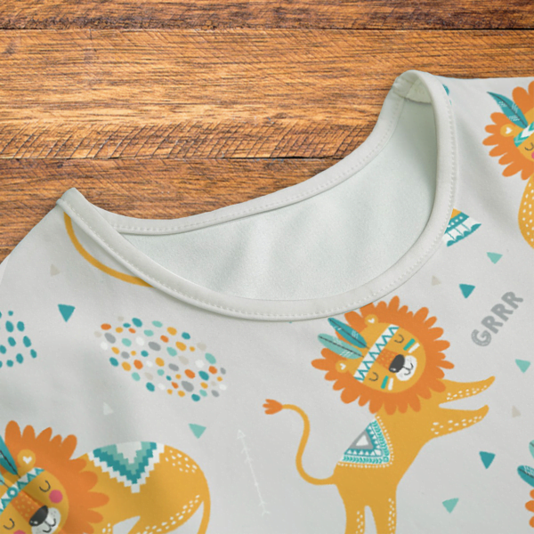 Lost Boy Lion Gray Onesie Closeup Mockup V1