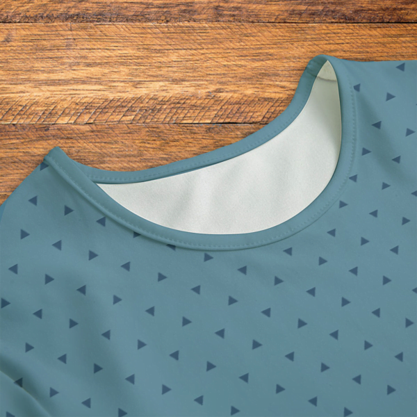 Navy Triangles Blue Onesie Closeup