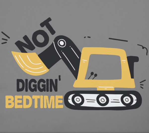 Not Diggin Bedtime Design Gray Fabric Closeup