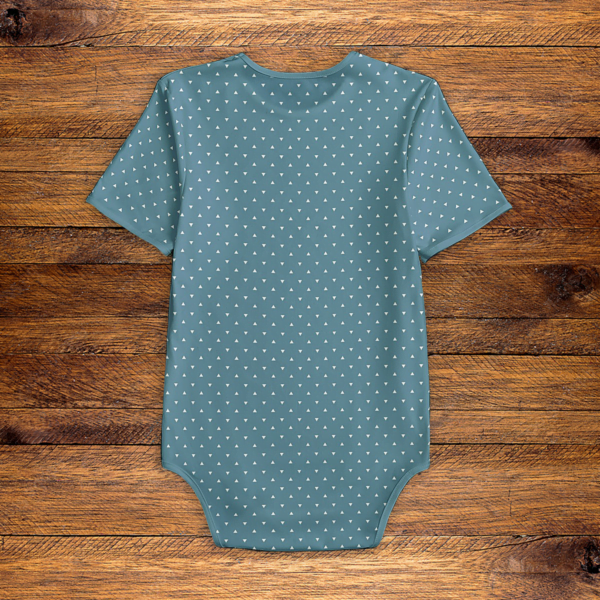 White Triangles Blue Onesie Back