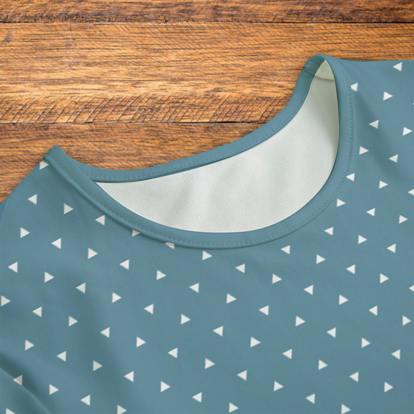 White Triangles Blue Onesie Closeup