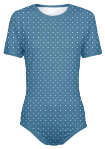 Adult Snap-Crotch Bodysuit Undershirt Onesie on Blue with White Triangles Pattern