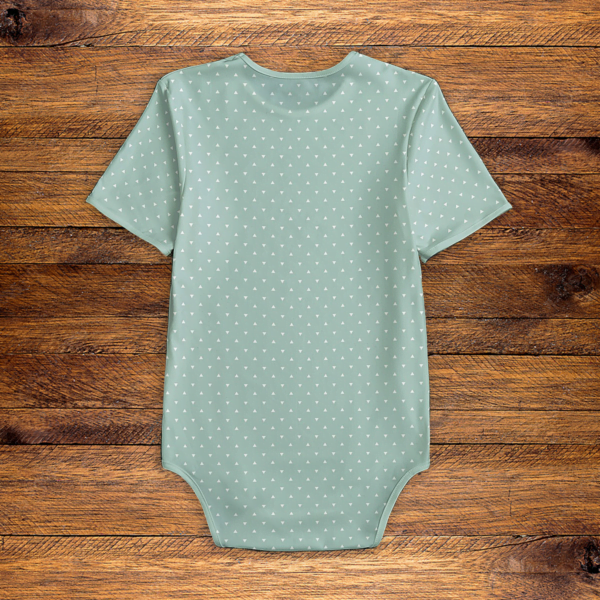 White Triangles Mint Green Onesie Back