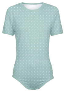 Adult Snap-Crotch Bodysuit Undershirt Onesie on Mint Green with White Triangles Pattern