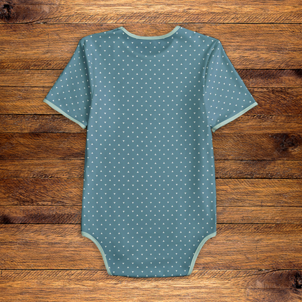 White Triangles Mint Green and Blue Onesie Back