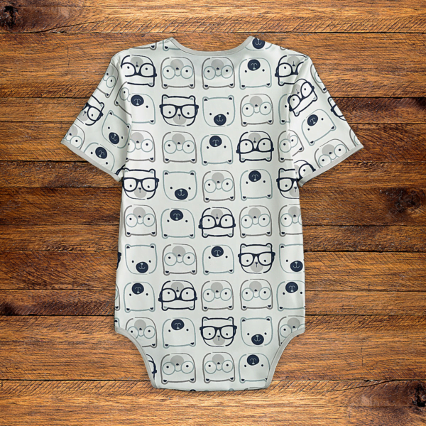 Bear Faces Pattern Onesie Back Mockup V1