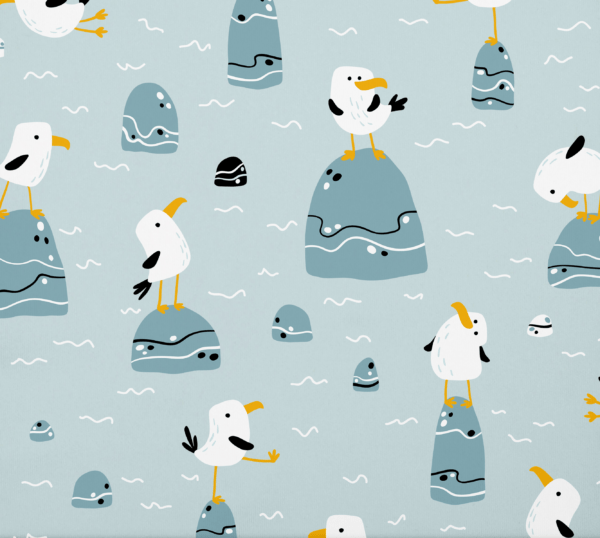 Seagulls Design Fabric Closeup