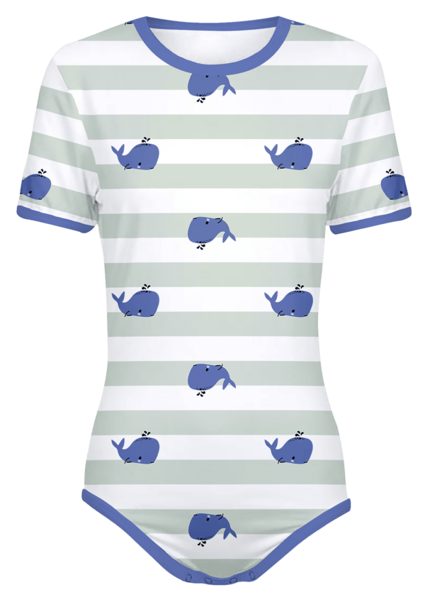 Whales and Stripes ABDL Onesie - Crinkly Comforts