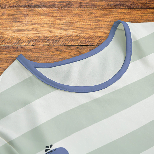 Whales and Stripes Blue Trim Onesie Neck Closeup Mockup V1