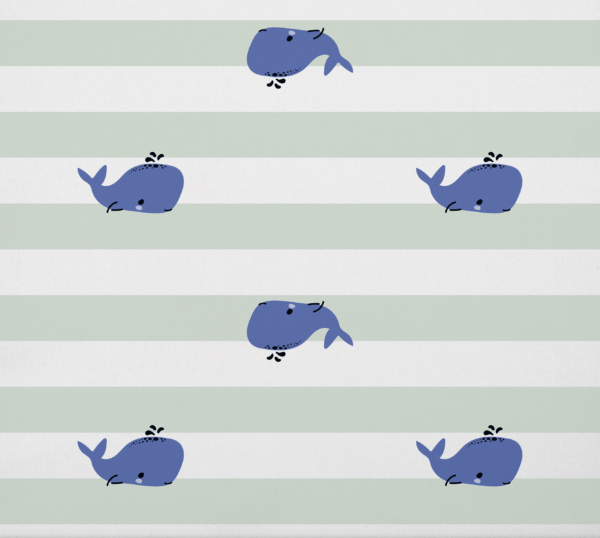 Whales and Stripes Onesie Design Fabric Closeup