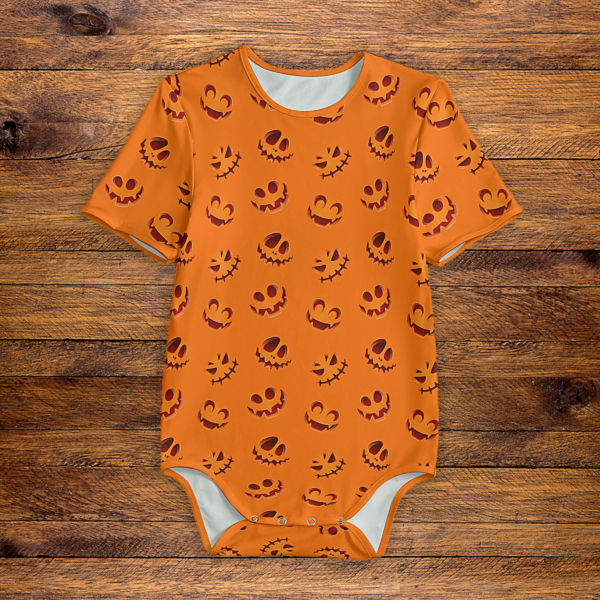 Jack-O Lantern Pumpkin Onesie Front