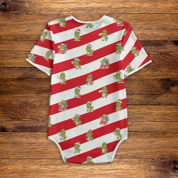 Christmas Dino Candy Onesie Back