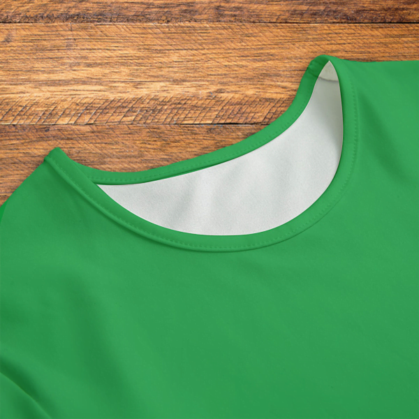 Christmas Reindeer Green Onesie Neck Closeup