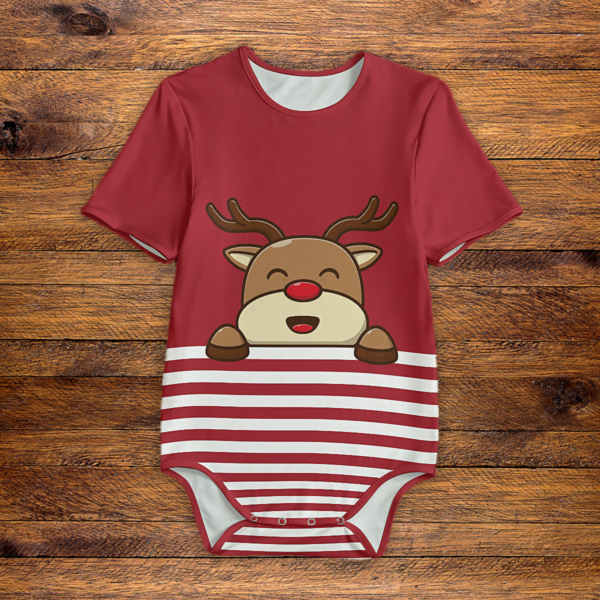 Christmas Reindeer Red Onesie Front