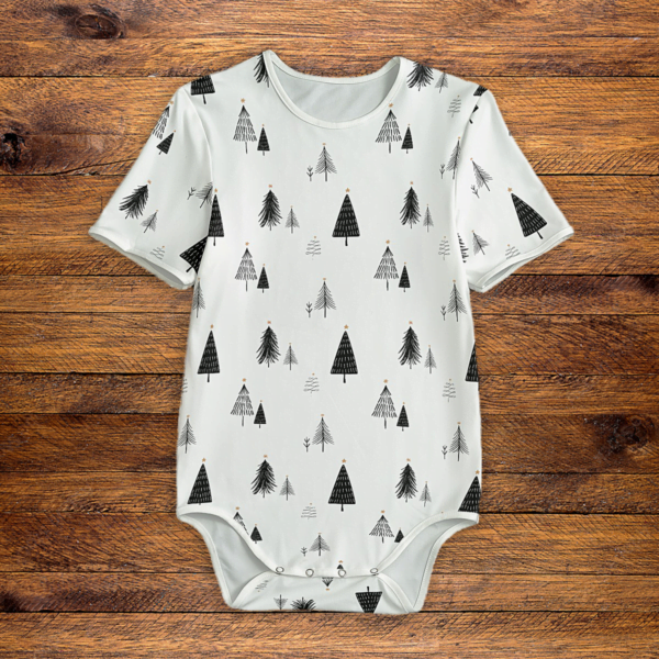 Christmas Trees Pattern Onesie Front Mockup