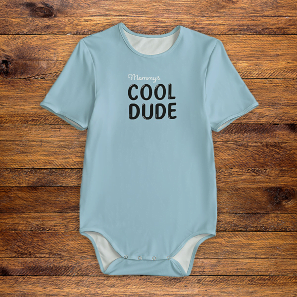 Mommys Cool Dude Blue Onesie Front Mockup