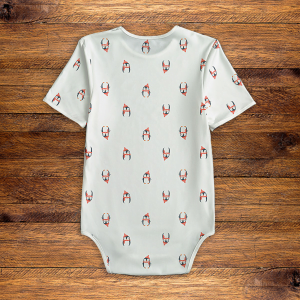 Penguin Pattern Onesie Back