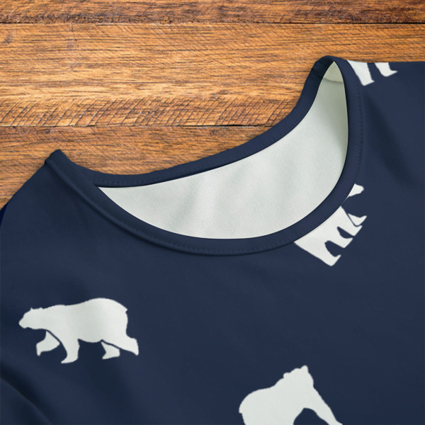 Polar Bear Pattern Navy Onesie Neck