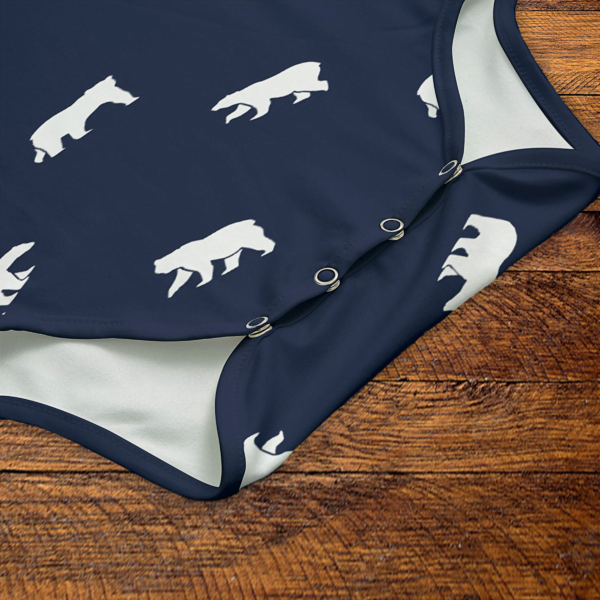 Polar Bear Pattern Navy Onesie Snaps