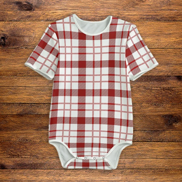 Red and White Plaid Onesie Front Mockup