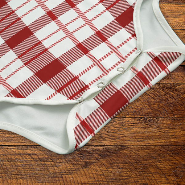 Red and White Plaid Onesie Snaps