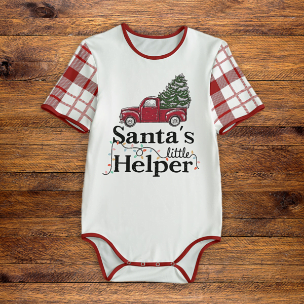Santas Little Helper Onesie Front Mockup