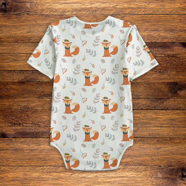 Winter Fox Pattern Onesie Back