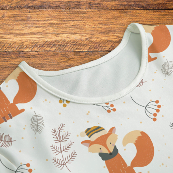 Winter Fox Pattern Onesie Neck