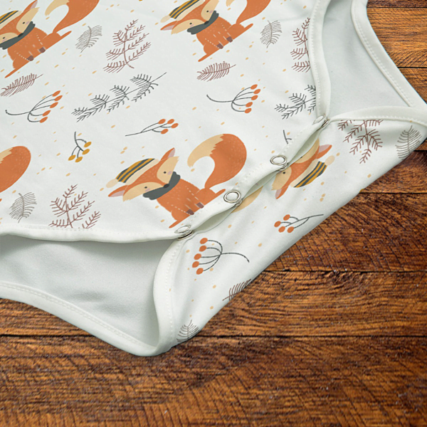 Winter Fox Pattern Onesie Snaps