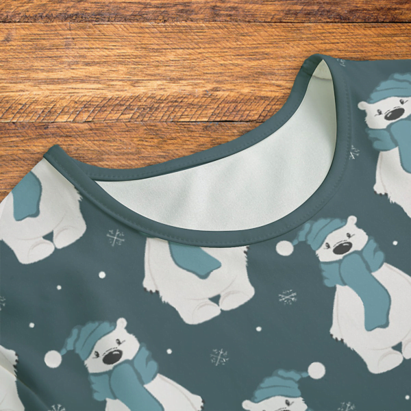 Winter Polar Bear Pattern Green Onesie Neck