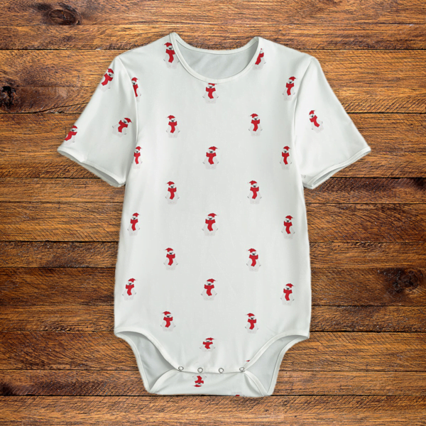 Winter Polar Bear Pattern White Onesie Front Mockup