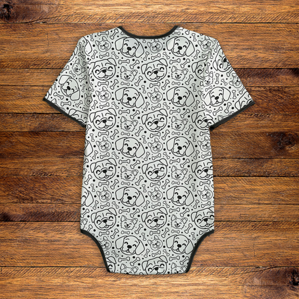 Dogs and Bones White and Black Onesie Back