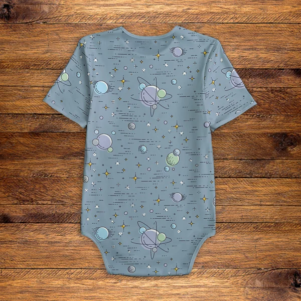 Pastel Planets Blue Onesie Back