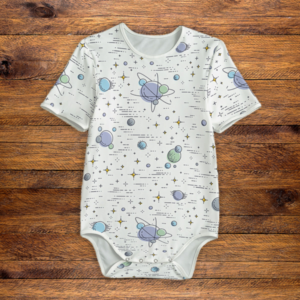 Pastel Planets White Onesie Front