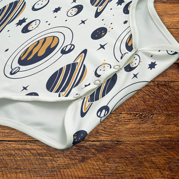Planets Blue and Gold Onesie Snaps