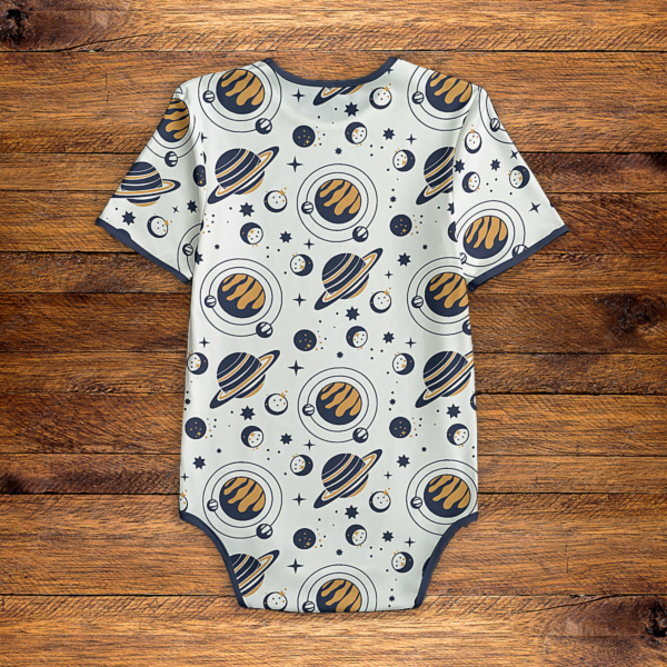 Planets Navy and Gold Onesie Back