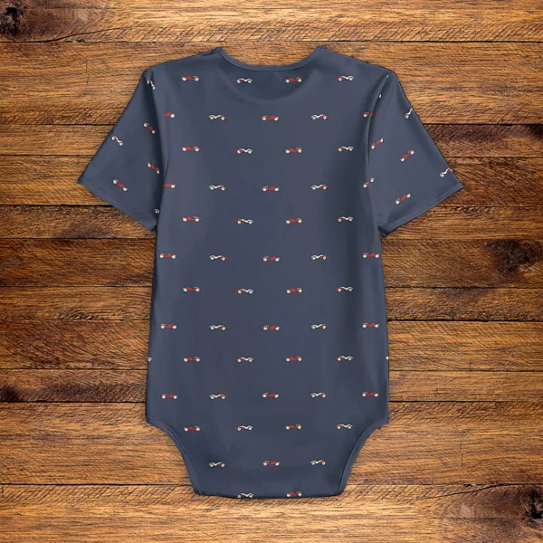 Vintage Race Cars Blue Onesie Back